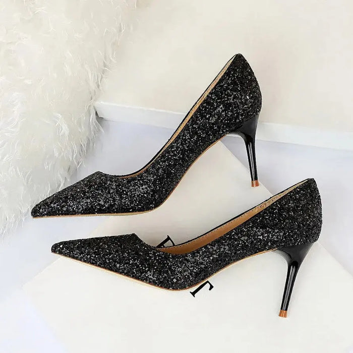 Sequins Glitter Luxury Pointed Heels fashionnsio