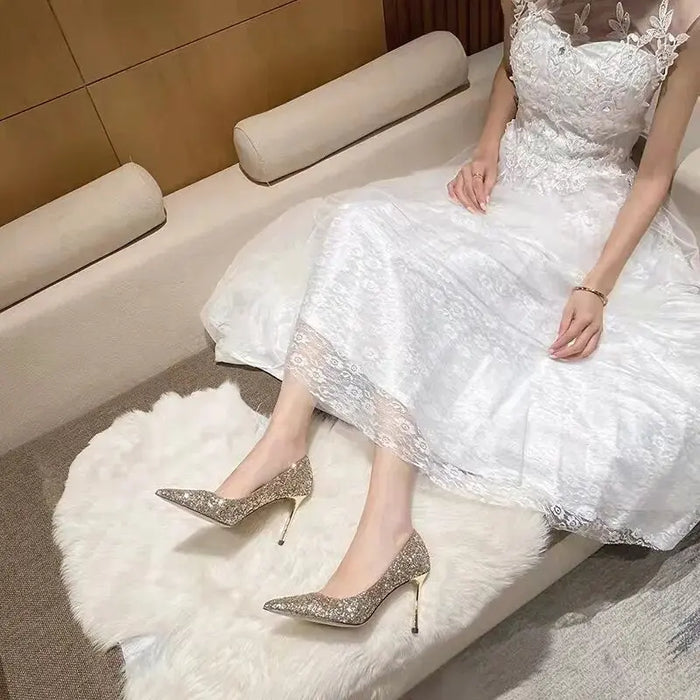 Sequins Glitter Luxury Pointed Heels fashionnsio