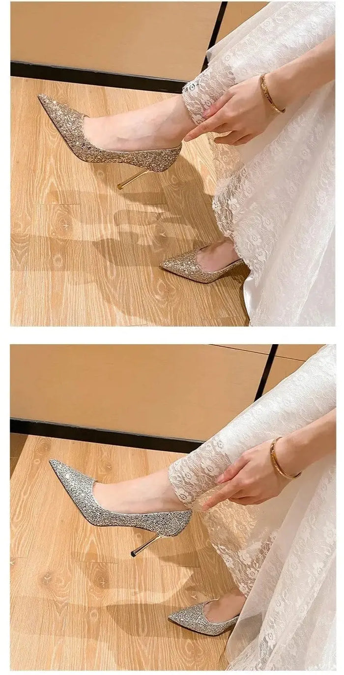 Sequins Glitter Luxury Pointed Heels fashionnsio