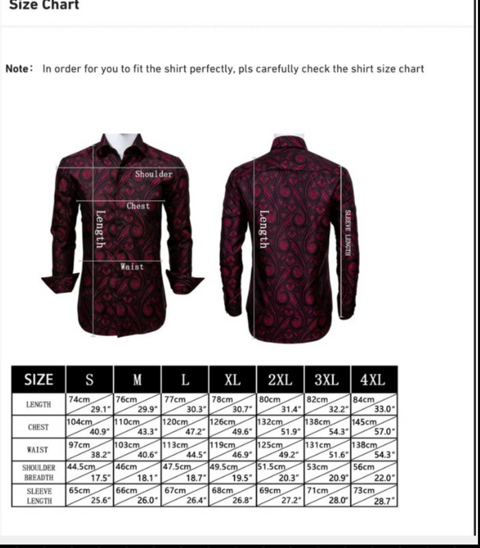 Gold Floral Button Up Shirt Casual Burgundy Polyester Long Sleeve Dress Shirt- CYDJ-1007