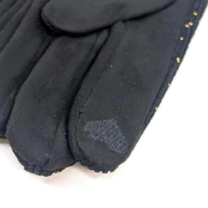 Golden Glow Gift Set – Black Glitter Gloves & Leaf Print Scarf