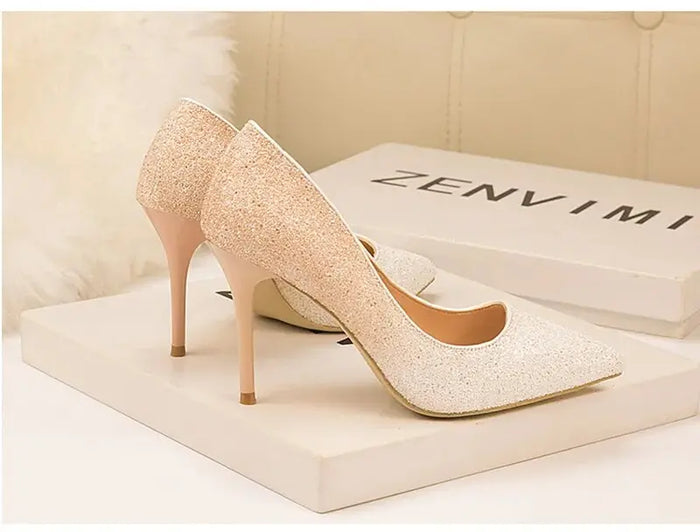 Sequin Gradient Pointed Heels fashionnsio