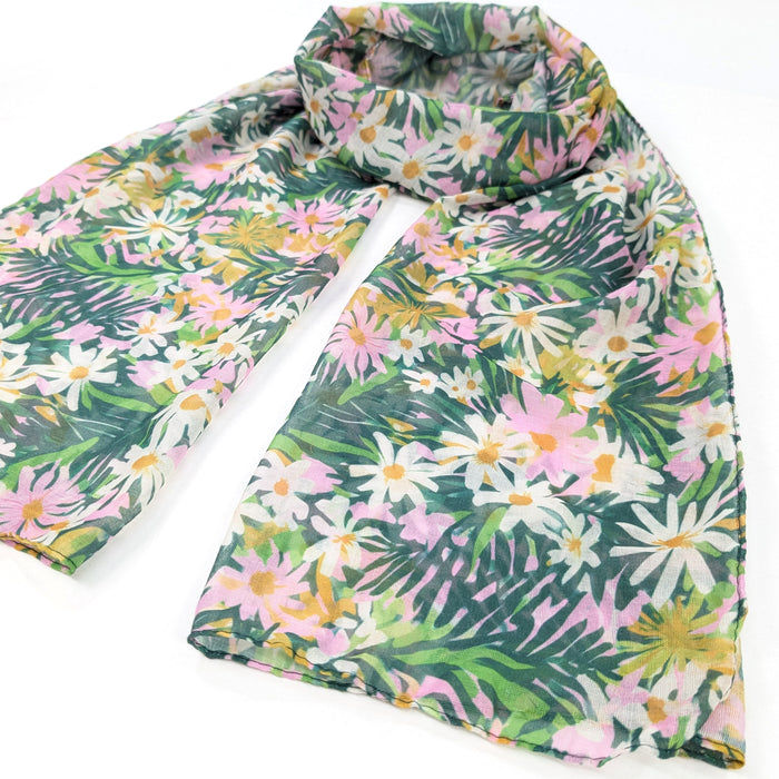 Green Daisy Scarf (50x180cm) - Exclusive Design