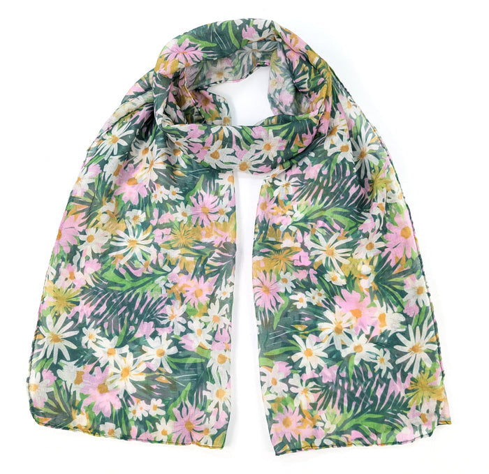 Green Daisy Scarf (50x180cm) - Exclusive Design