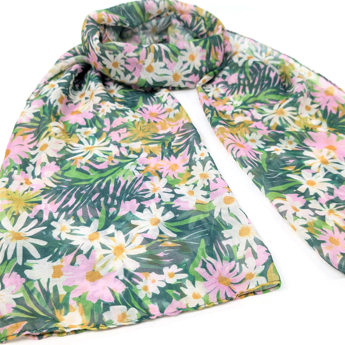 Green Daisy Scarf (50x180cm) - Exclusive Design