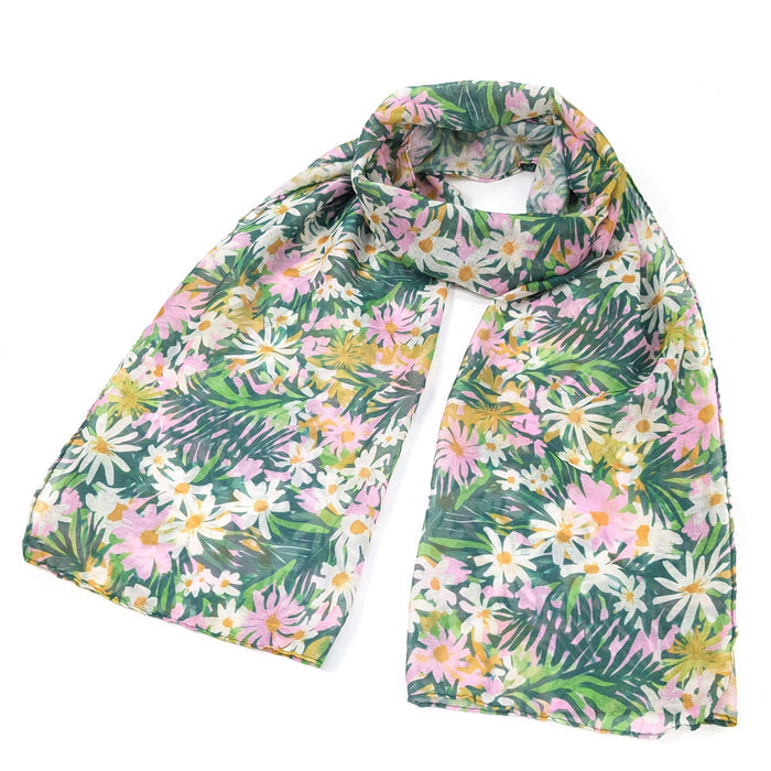 Green Daisy Scarf (50x180cm) - Exclusive Design