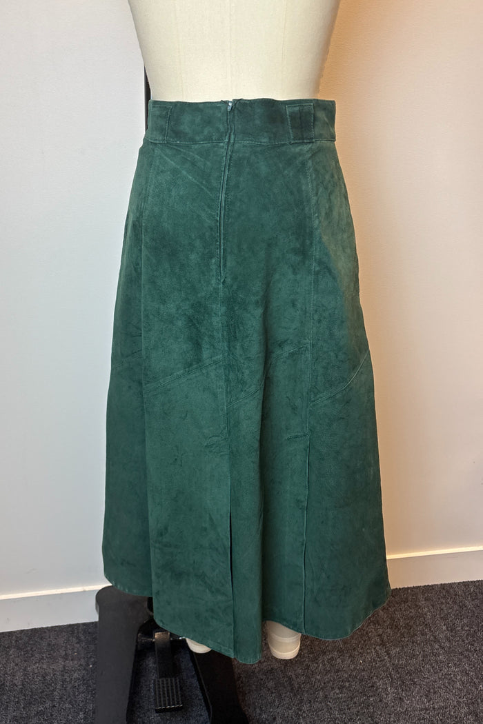 Green Suede Maxi Zip Up Skirt image 1