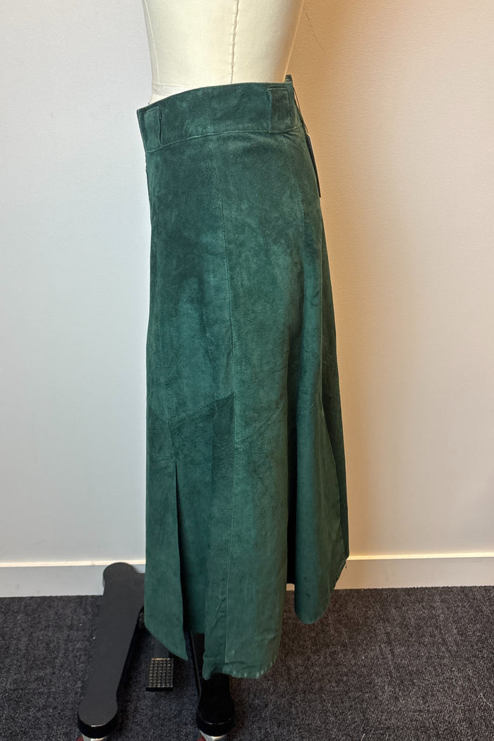Green Suede Maxi Zip Up Skirt image 2