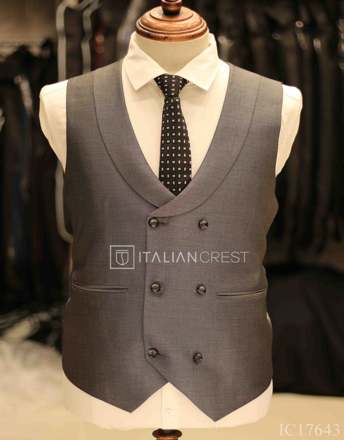 Grey 3-Piece Peak Lapel Suit