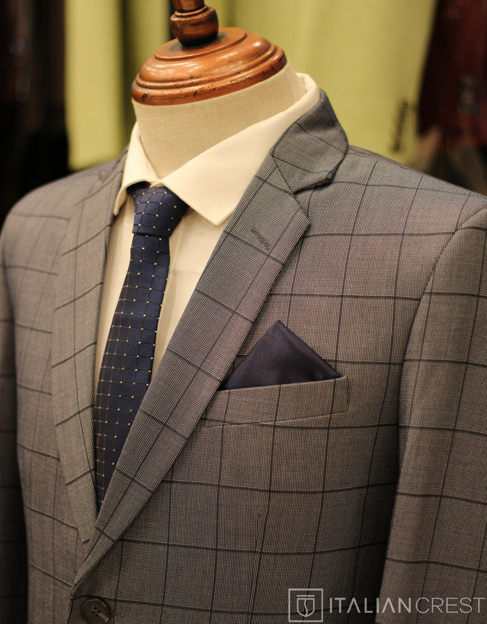 Grey Checked Single Breasted Suit
