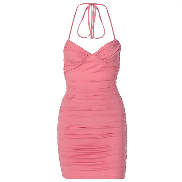 Draped Pleated Mini Dress fashionnsio
