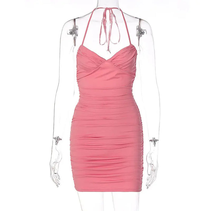 Draped Pleated Mini Dress fashionnsio