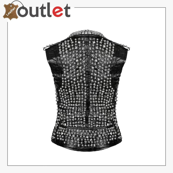 Handmade Women Leather Studded Vest