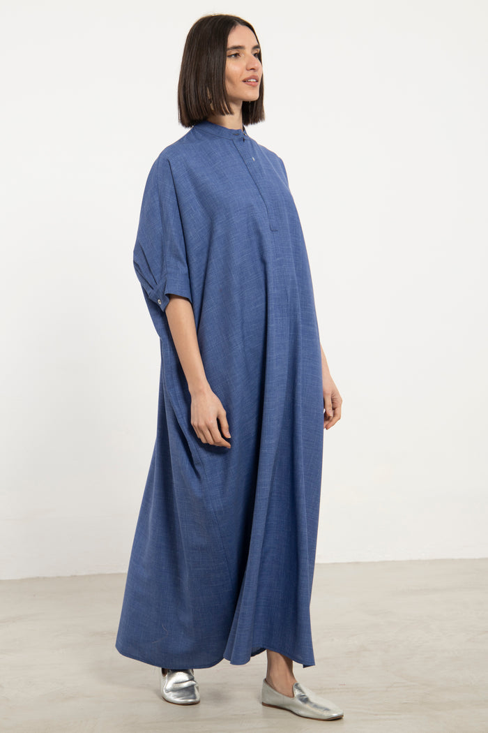 Helen Wool Blend Blue Dress