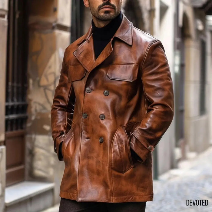 Hellcat Long Coat Brown - Nappa Leather