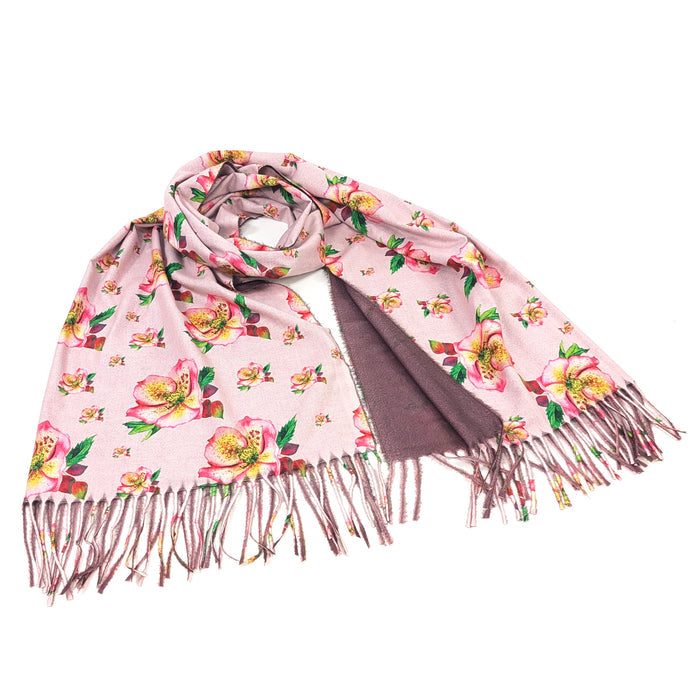 Hellebore Pashmina Style Scarf (70x180cm) - Pink - Exclusive Design