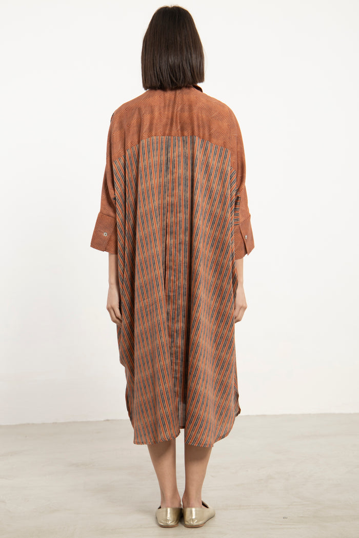 Hiba Cotton Satin Brown Dress