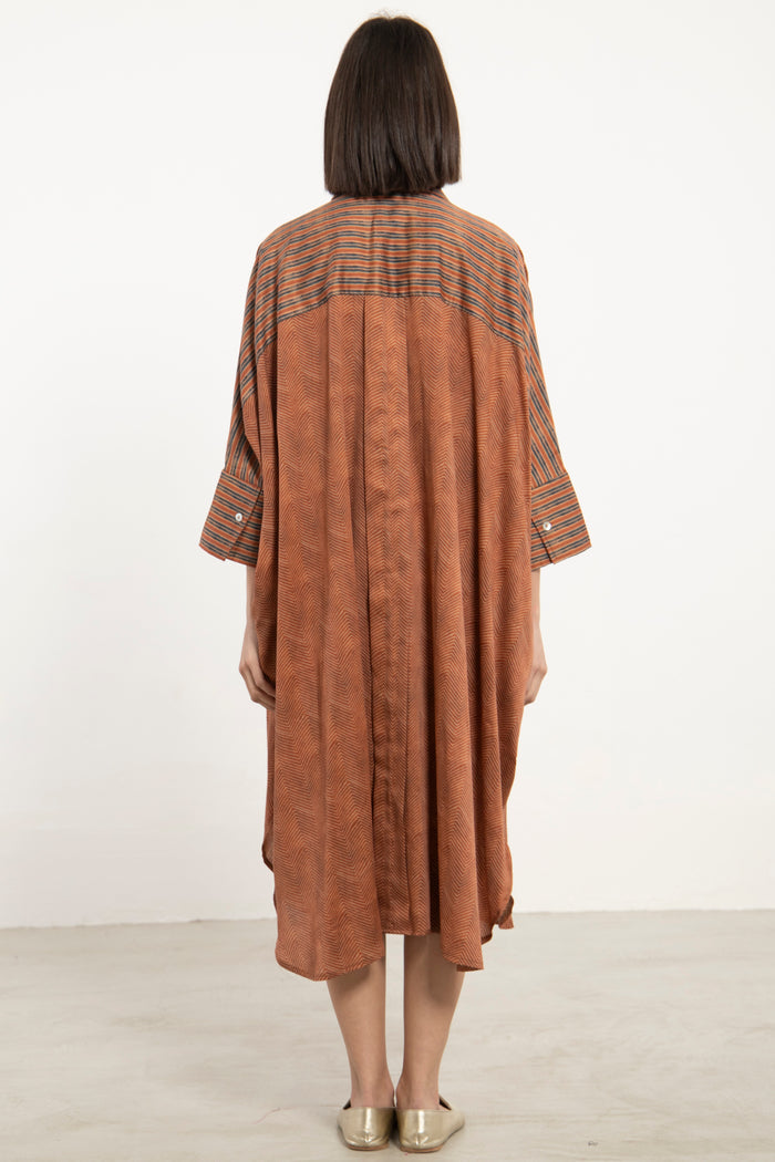 Hiba Cotton Satin Terracotta Dress