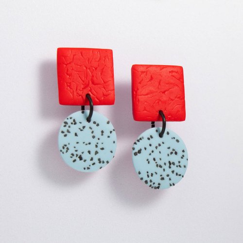 Hiro Red Robins Egg Earrings