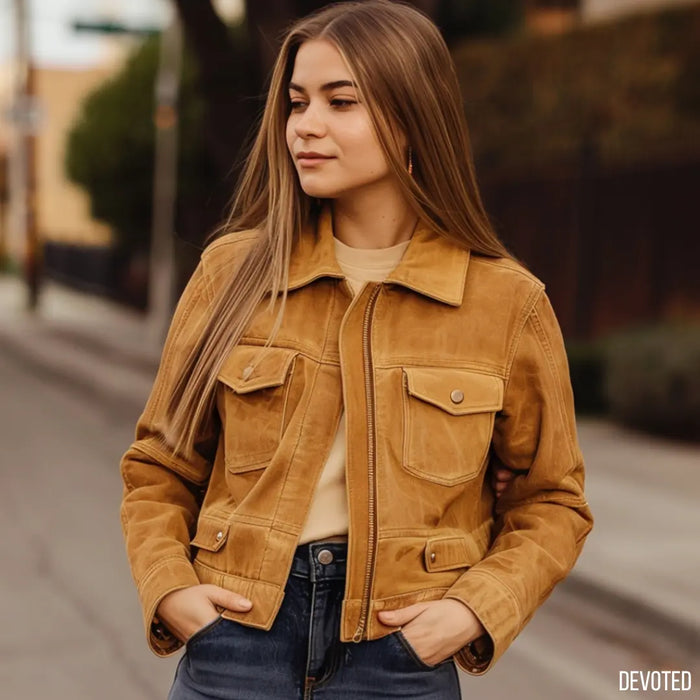 Honey Jacket Tan - Nappa Suede