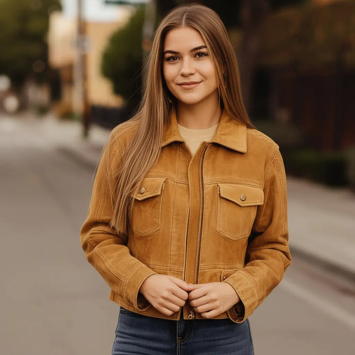 Honey Jacket Tan - Nappa Suede