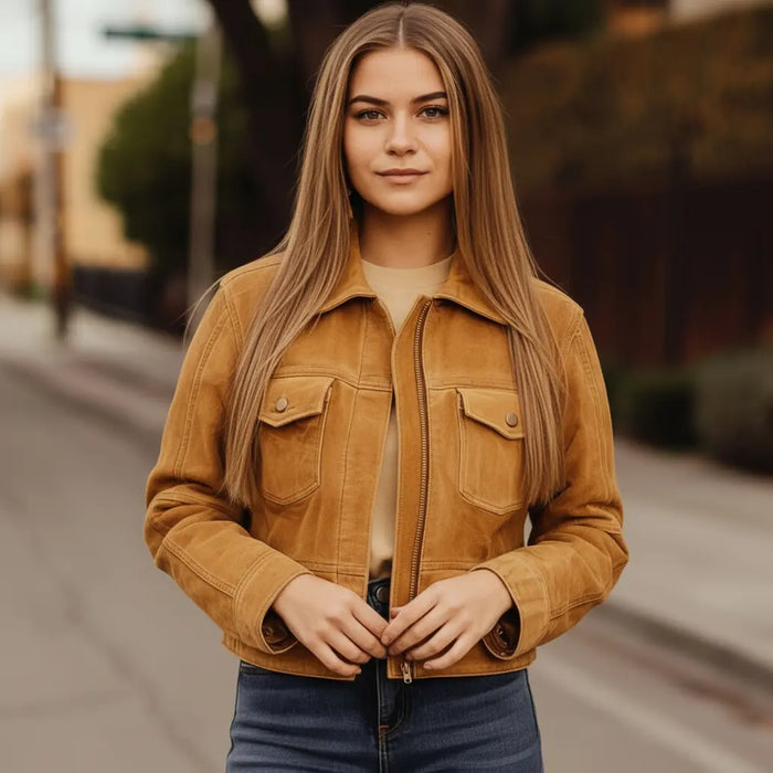 Honey Jacket Tan - Nappa Suede