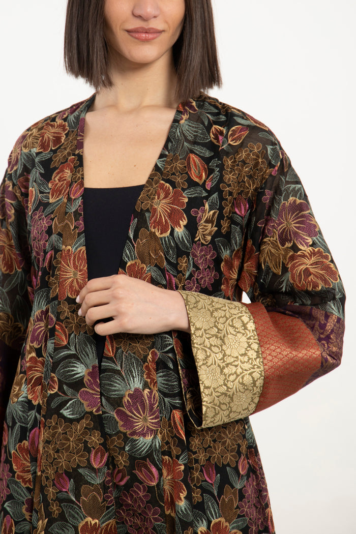 Husna Silk Multicolor Abaya