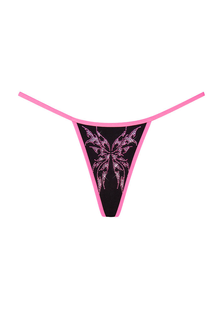 IDOL RHINESTONE THONG BLACK
