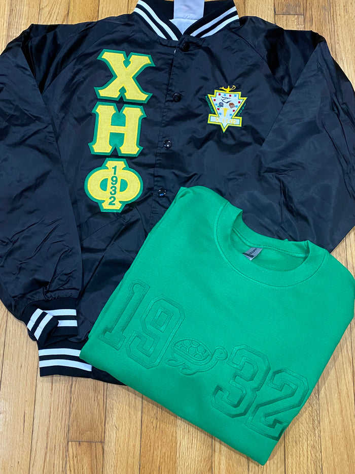 Chi Eta Phi Satin Bomber Jacket