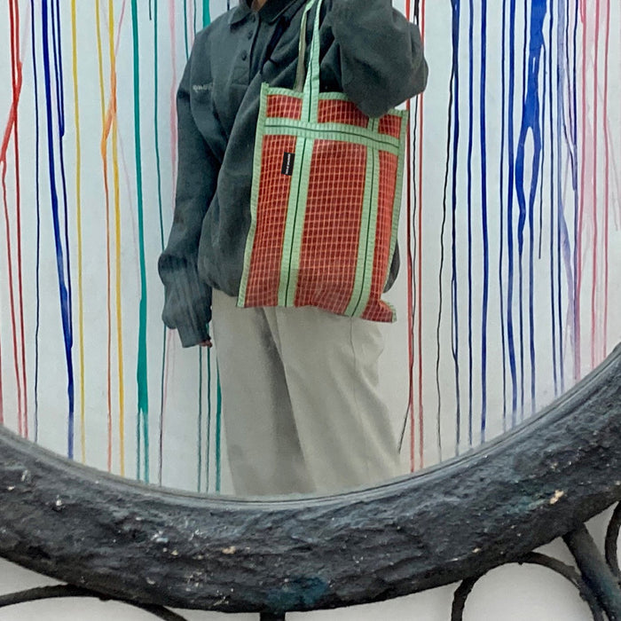 Indian Fabric Book Tote Green / Tops of Sprouts