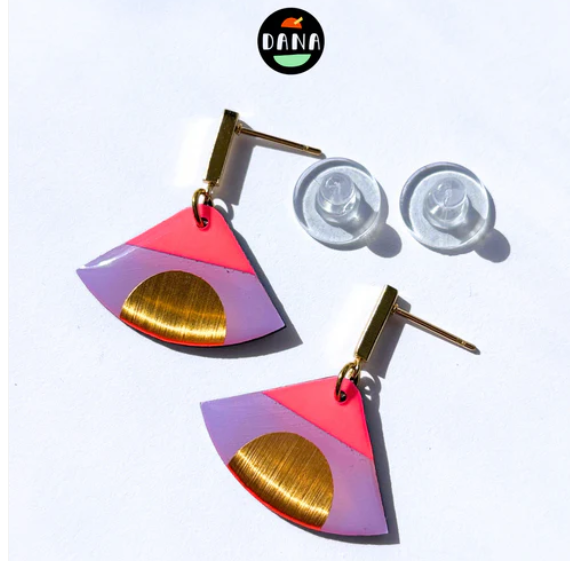 Isla Earrings  Lilac, Neon Pink and Gold