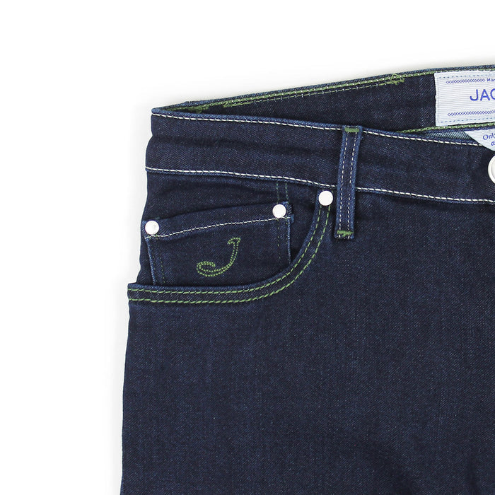 Jacob Cohen - J696 Comf Green Badge Jeans in Dark Wash - Nigel Clare