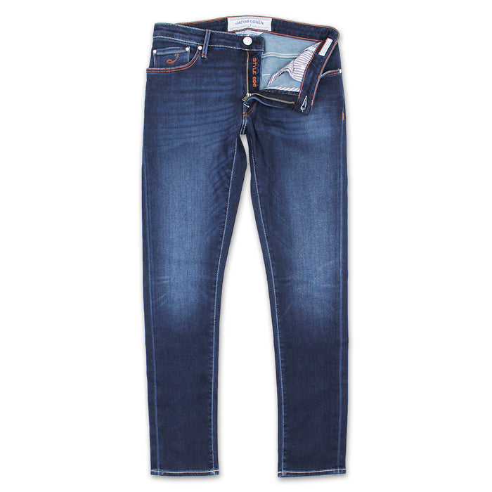 Jacob Cohen - J696 Comf Orange Badge Jeans in Dark Wash - Nigel Clare