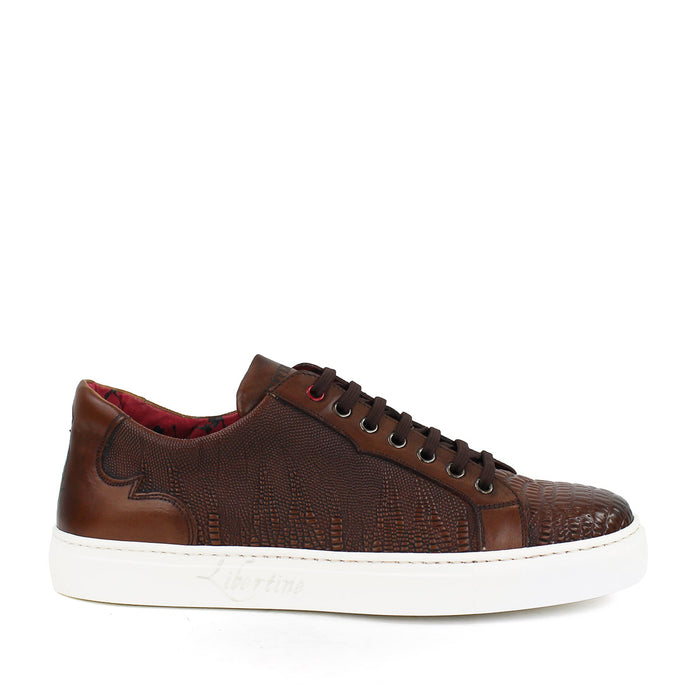 Jeffery West - Apolo Grain Leather Trainers in Brown - Nigel Clare