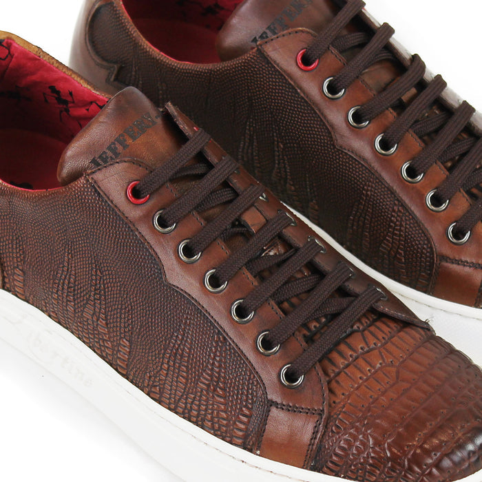 Jeffery West - Apolo Grain Leather Trainers in Brown - Nigel Clare