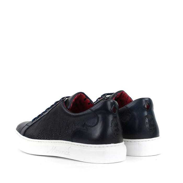 Jeffery West - Apolo Grain Leather Trainers in Navy - Nigel Clare
