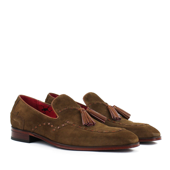 Jeffery West - Soprano Velour Tassel Loafers in Cognac - Nigel Clare