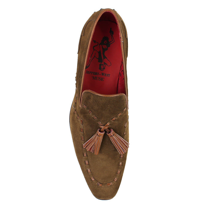 Jeffery West - Soprano Velour Tassel Loafers in Cognac - Nigel Clare
