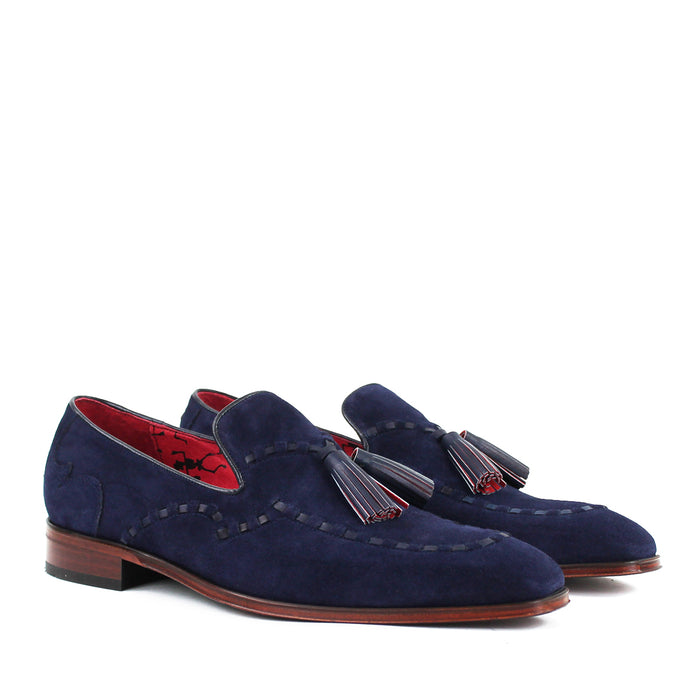 Jeffery West - Soprano Velour Tassel Loafers in Navy - Nigel Clare