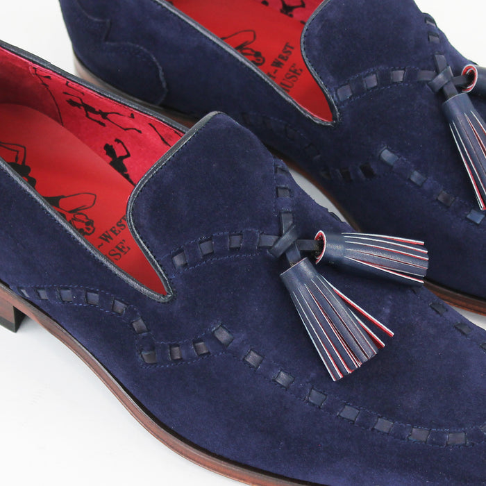 Jeffery West - Soprano Velour Tassel Loafers in Navy - Nigel Clare