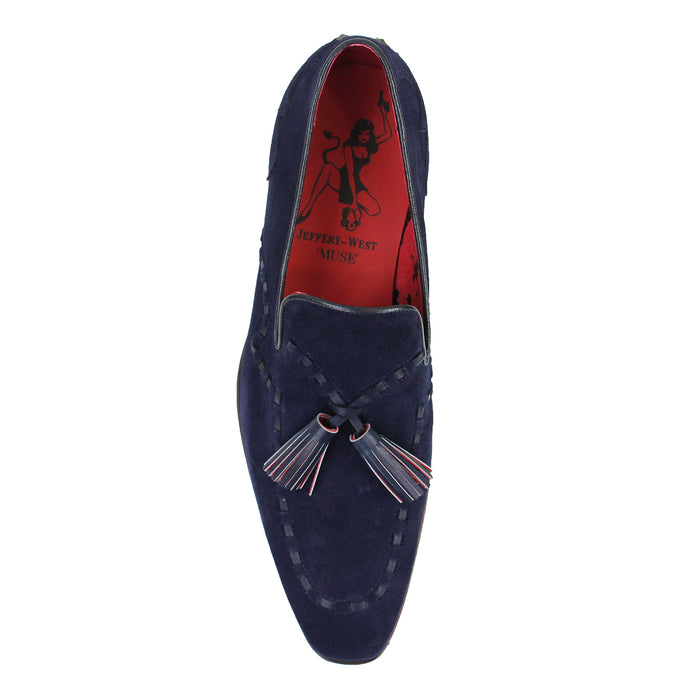 Jeffery West - Soprano Velour Tassel Loafers in Navy - Nigel Clare