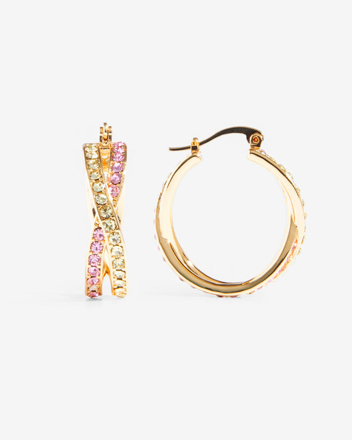 Jeweled Crossover Hoop Earrings