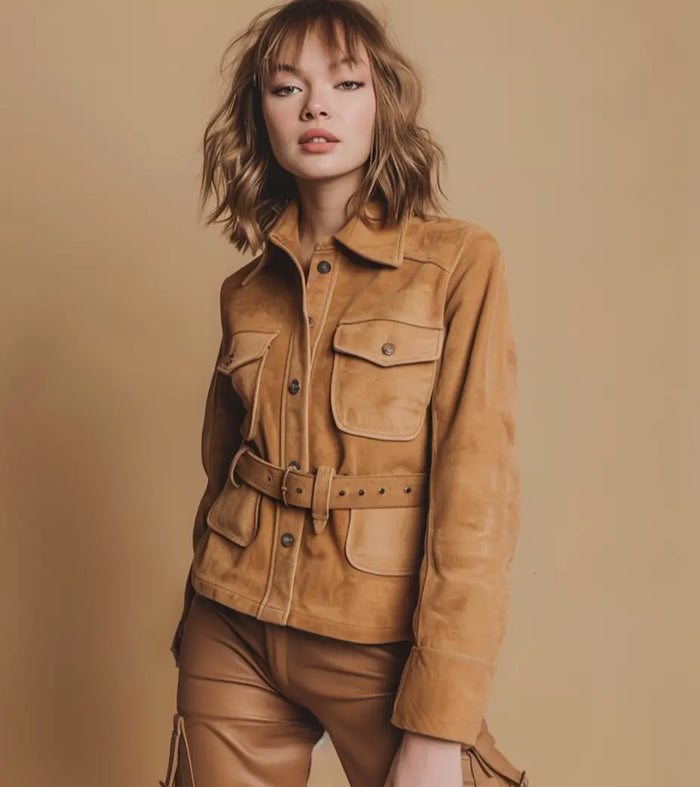 Juno Jacket Tan - Nappa Suede