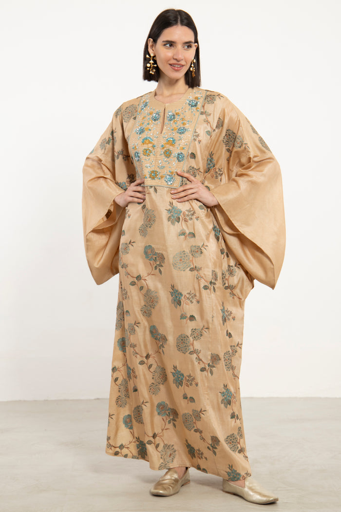 Kawthar Silk Embroidered Blue Gown
