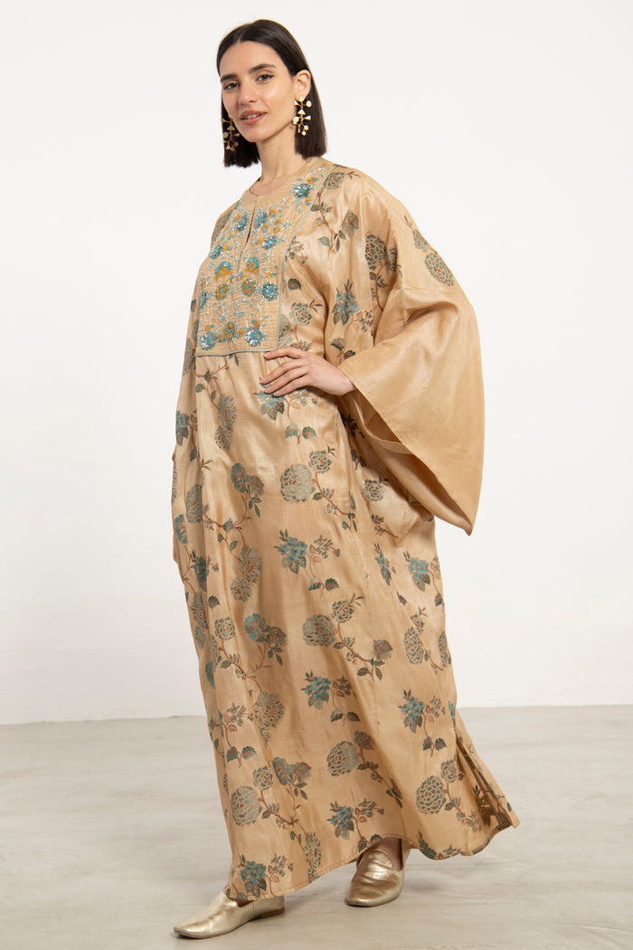Kawthar Silk Embroidered Blue Gown