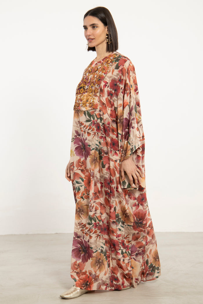 Kawthar Silk Embroidered Floral Gown