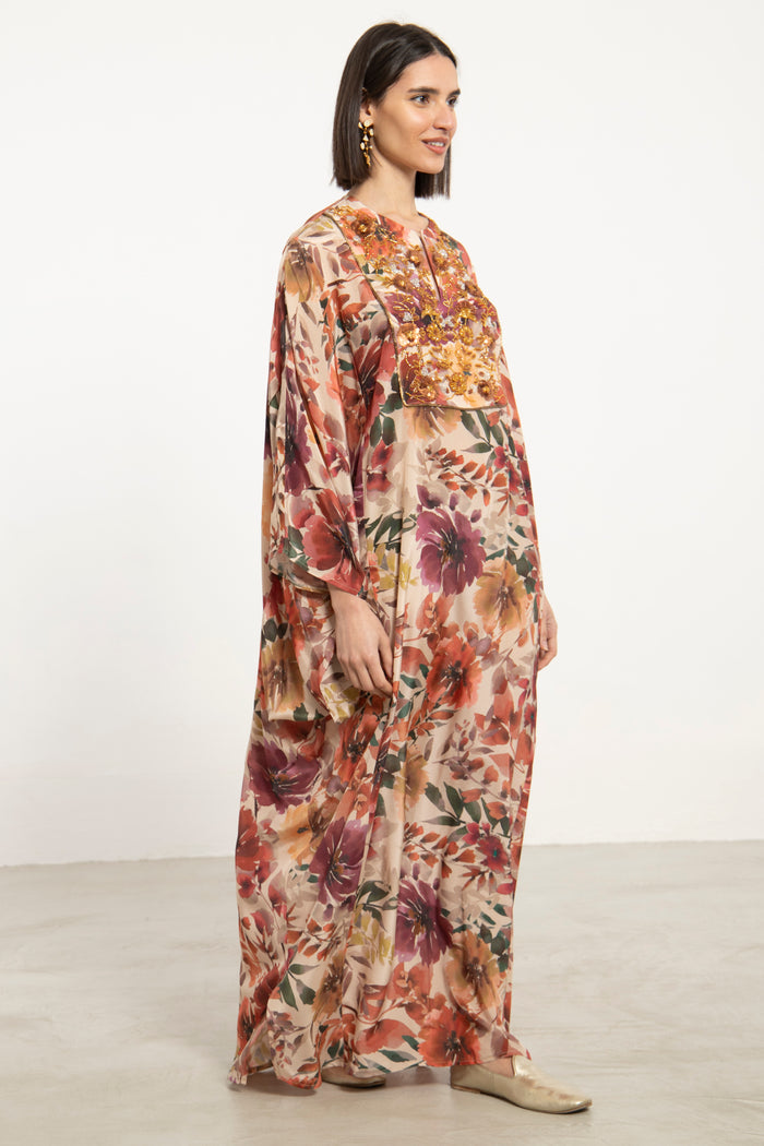 Kawthar Silk Embroidered Floral Gown