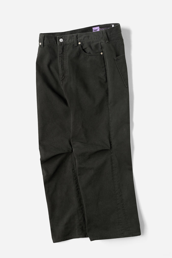 Knee Pleated Baggy Pants - Faded BLK