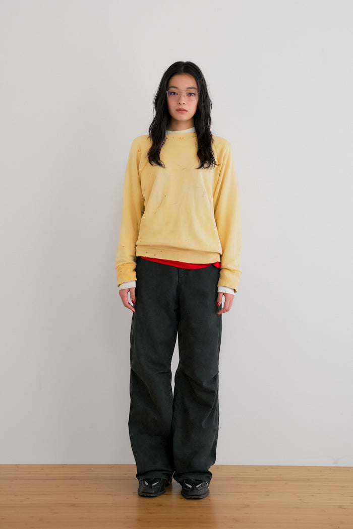 Knee Pleated Baggy Pants - Faded BLK