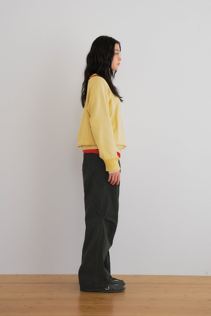 Knee Pleated Baggy Pants - Faded BLK